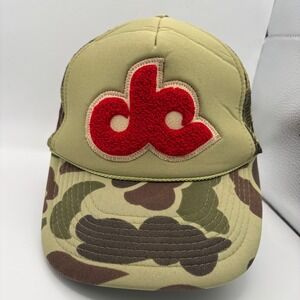 OTTO Camo Trucker Hat DC Logo Red Patch Mesh Back Snapback Adjustable